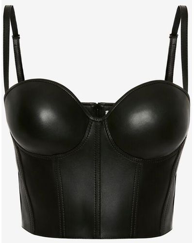 Alexander McQueen Haut corset en cuir - Noir