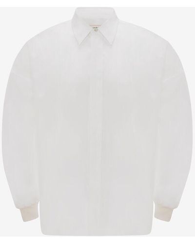 Alexander McQueen Popeline-hemd mit überschnittenen schultern - Weiß