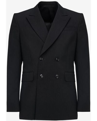 Alexander McQueen Zweireihige jacke mit eleganten schultern - Schwarz