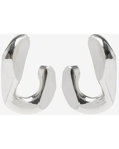Alexander McQueen Silver Chain Hoop Earrings - Natural