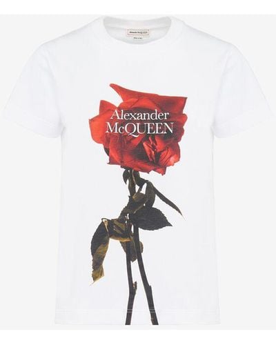 Alexander McQueen T-shirt aderente shadow rose - Rosso