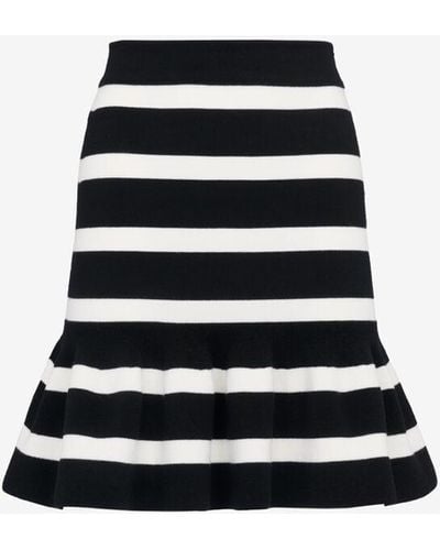 Alexander McQueen Black Striped Ruffle Mini Skirt