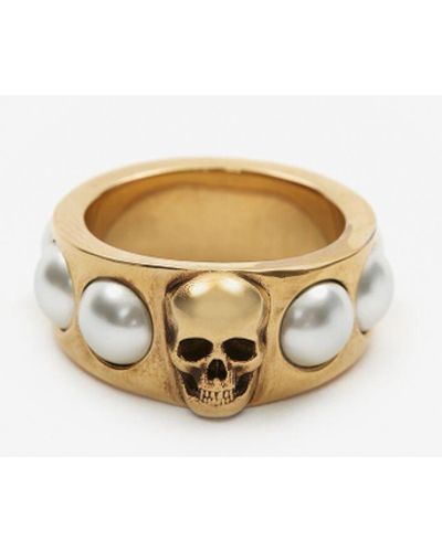 Alexander McQueen Ring mit perlen-skull - Mettallic