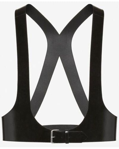 Alexander McQueen Cintura harness in pelle lucida - Nero