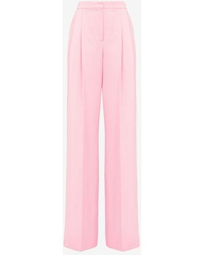 Alexander McQueen Pantaloni a gamba ampia con doppia piega - Rosa