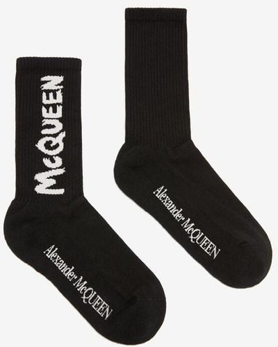 Alexander McQueen Black Mcqueen Graffiti Socks