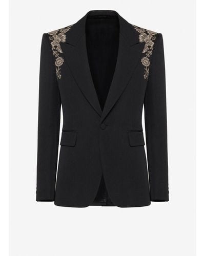 Alexander McQueen Embroidered Harness Single-breasted Jacket - Black