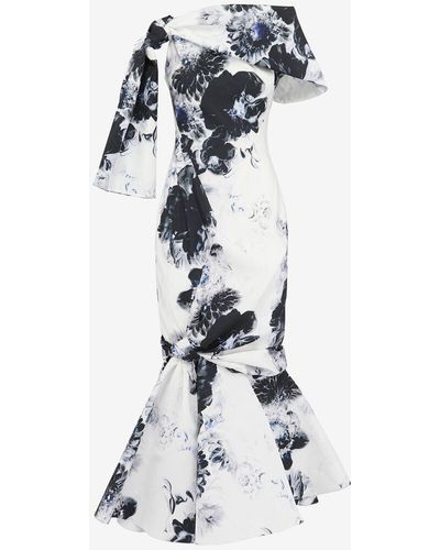 Alexander McQueen Abito con spalle scoperte chiaroscuro - Bianco