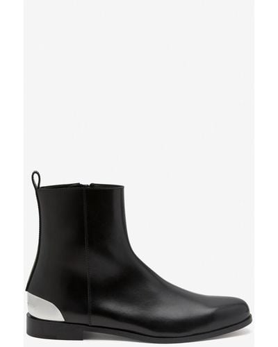 Alexander McQueen Metal-Heel Leather Boots - Black