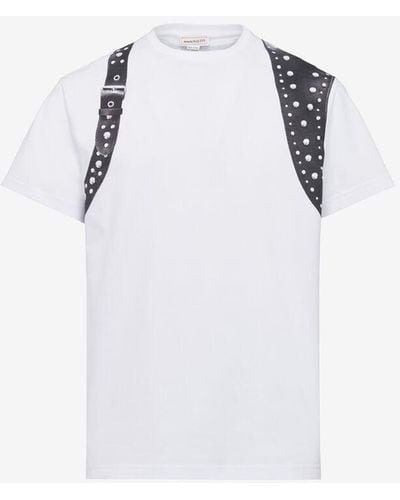 Alexander McQueen Gurt-t-shirt mit nieten - Weiß