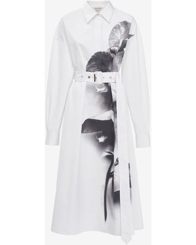 Alexander McQueen White Orchid Shirt Dress