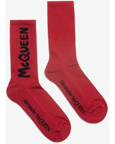 Alexander McQueen Mcqueen graffiti socken - Rot