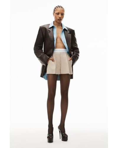 Alexander Wang Pleated Shorts In Wool Tailoring - Black