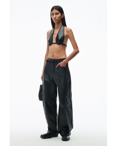 Alexander Wang Low Waist Crochet Leather Trouser - Black