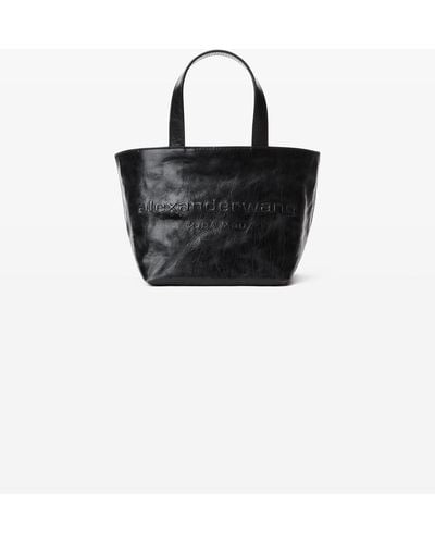 Alexander Wang Punch Small Tote In Crackle Patent Leather - Black