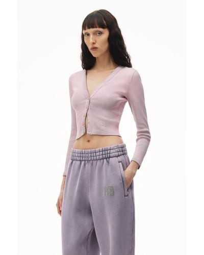 Alexander Wang Puff Logo Sweatpant In Structured Terry - Purple