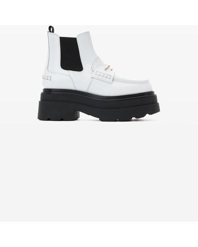 Alexander Wang Carter Platform Loafer Boot In Leather - White