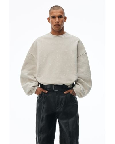 Alexander Wang Oversized Sweatshirt In Flocked Terry - Natural