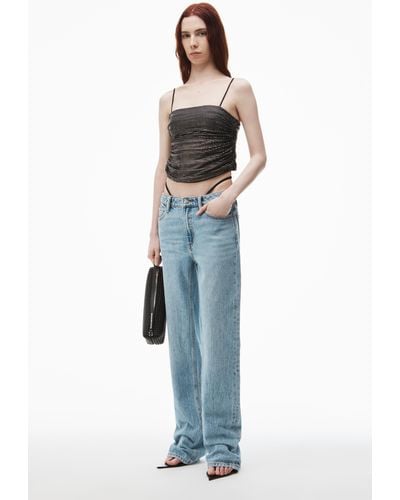 Alexander Wang Mid-rise Jeans With Pre-styled Logo Thong - Blue