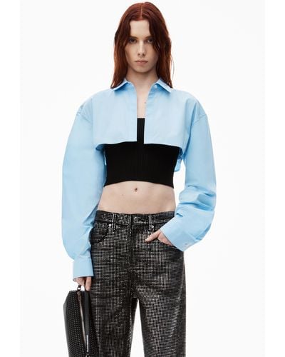 Alexander Wang Pre-styled Cropped Cami & Button Up Twinset - Blue
