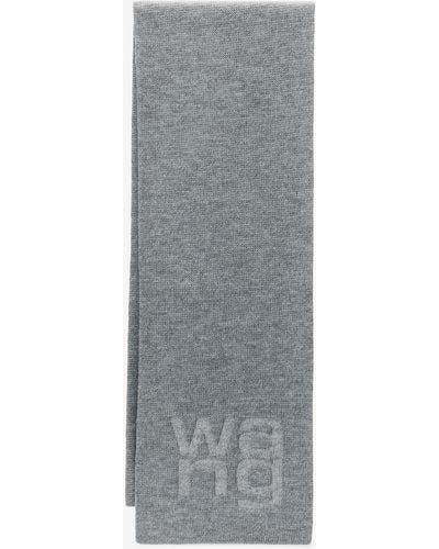 Alexander Wang Logo Scarf In Compact Deboss - Gray