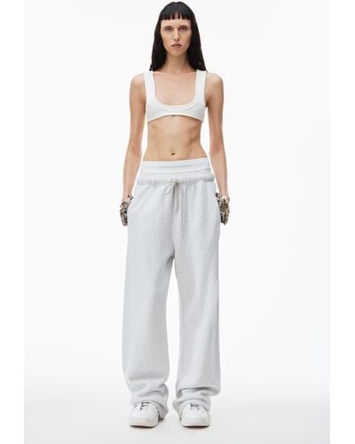 Alexander Wang Wide Leg Joggers With Pre-styled Logo Brief Waistband - White
