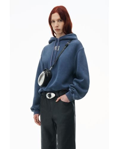 Alexander Wang logo-appliqué fine-knit hoodie - Grey