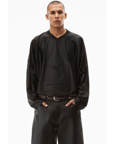 Alexander Wang Hockey Jersey In Athletic Faille - Black