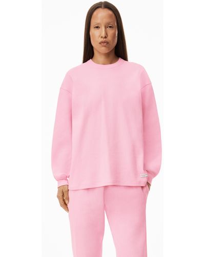 Alexander Wang Unisex Long Sleeve In Cotton Waffle Thermal - Pink