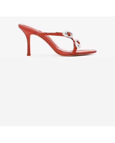 Alexander Wang Dome 85 Water Snake Strappy Slide Sandal - Red