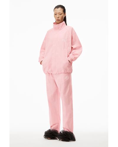 Alexander Wang Clear Hotfix Track Jacket In Crinkle Nylon - Pink