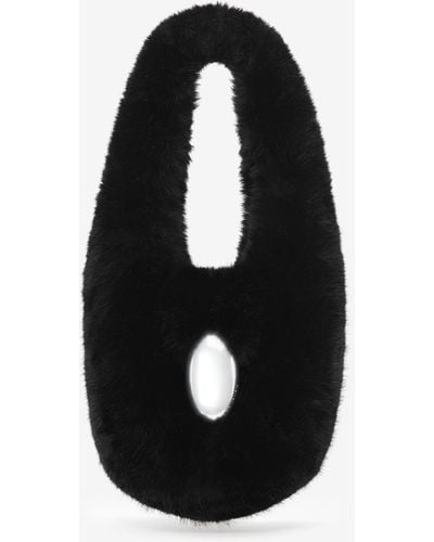 Alexander Wang Dome Medium Hobo Bag In Faux Fur - Black