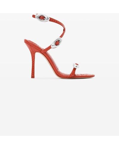 Alexander Wang Dome 105 Water Snake Strappy Slide Sandal - Red