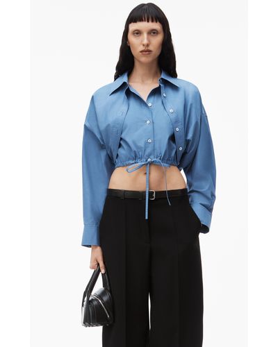 Alexander Wang Double Layered Shirt In Compact Cotton - Blue