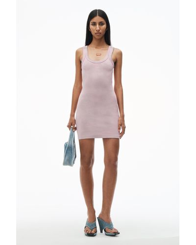 Alexander Wang Logo Rib-knit Tank Minidress - Pink