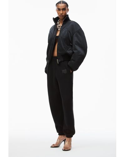 Alexander Wang Puff Logo Sweatpant In Structured Terry - Black