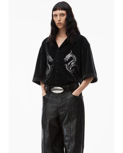 Alexander Wang Dragon Hotfix Shirt In Velour - Black