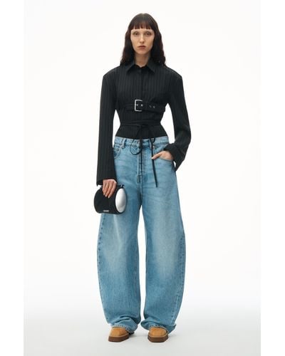 Alexander Wang Oversized Low Rise Jean In Recycled Denim - Blue
