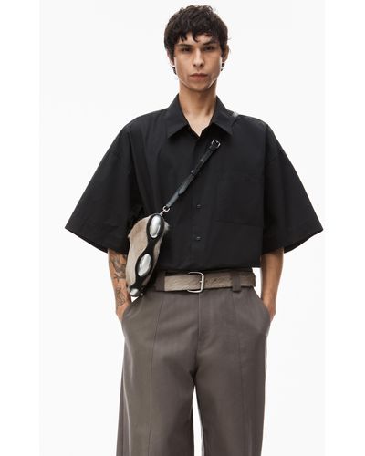 Alexander Wang Short Sleeve Shirt In Technical Cotton - Black