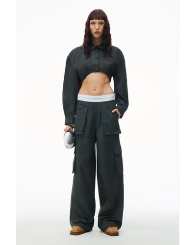 Alexander Wang Mid-rise Cargo Rave Pants In Cotton Twill - Blue