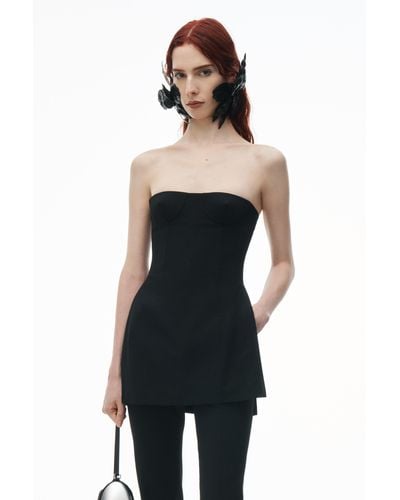 Alexander Wang Strapless Corset Top With Side Slits - Black