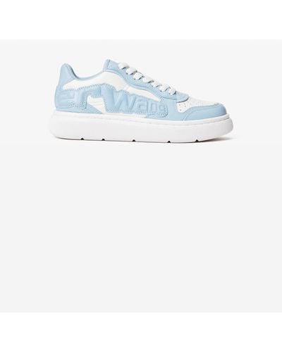 Alexander Wang Puff Pebble Leather Trainer With Logo - Blue