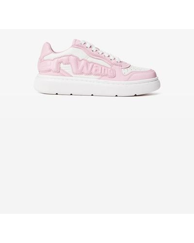 Alexander Wang Puff Pebble Leather Trainer With Logo - Pink