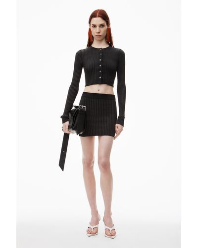 Alexander Wang Mini Skirt In Rib-knit - Black