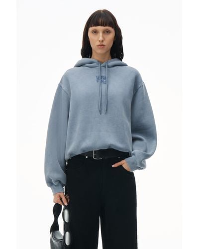 Alexander Wang Puff Logo Hoodie In Structured Terry - Blue