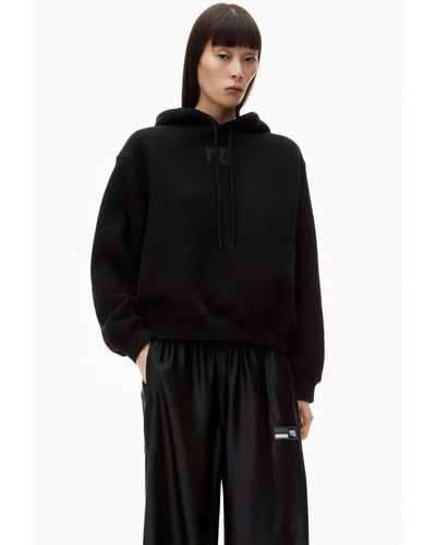 Alexander Wang Puff Logo Hoodie In Structured Terry - Black