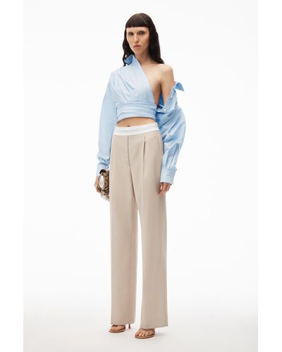Alexander Wang Pleated Trouser In Wool Tailoring - Blue