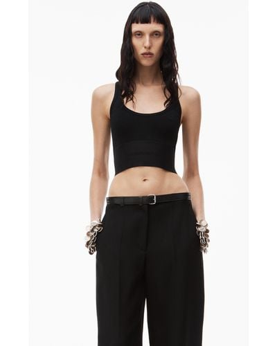 Alexander Wang Logo Elastic Scoopneck Bra Top - Black