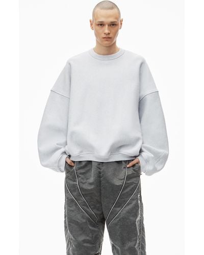 Alexander Wang Logo Embroidered Oversized Crewneck In Cotton - Grey