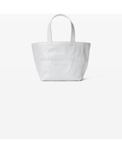 Alexander Wang Punch Small Tote In Crackle Patent Leather - White